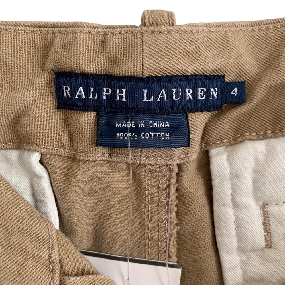 Ralph Lauren Tan Button-Fly Flare-Leg Thick Canvas Khaki Pants - Picture 7 of 8